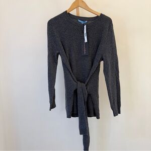NWT!! Antonio Melani Women's Gray 100% Cashmere Sweater Size M w/ Waist Tie